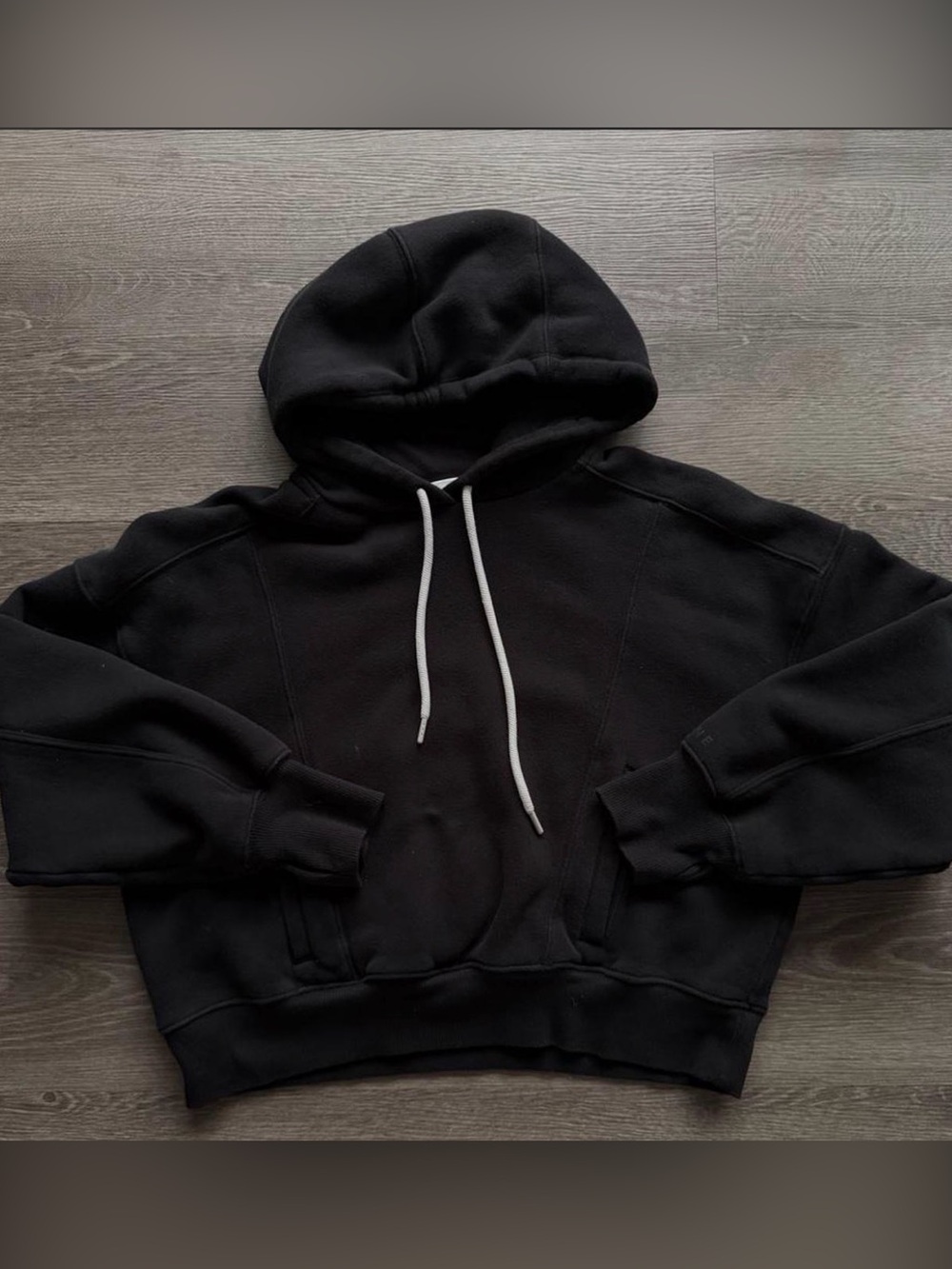 Aerie black cropped offline cloud fleece hoodie